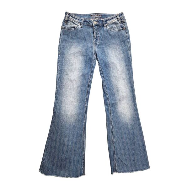 Rock & Roll Cowgirl Denim - Rock & Roll Cowboy Denim Flare Striped Jeans womens 30x31* measured raw hem